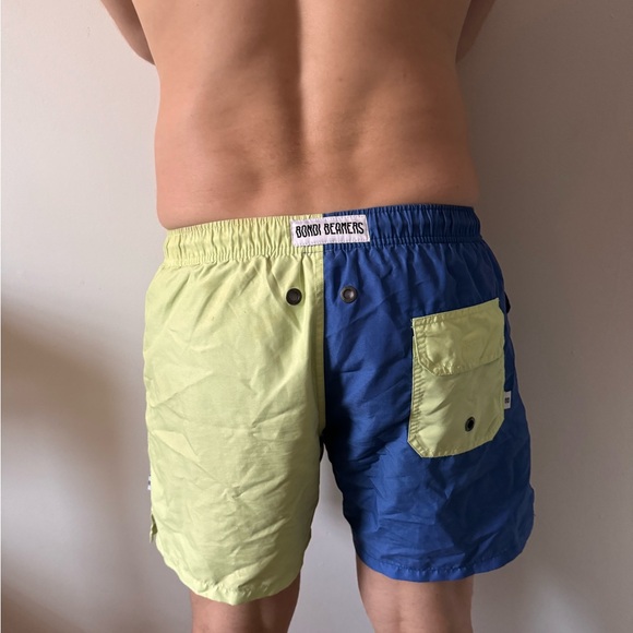 Two-Tone Blue and Yellow Swim Trunks - Picture 4 of 4